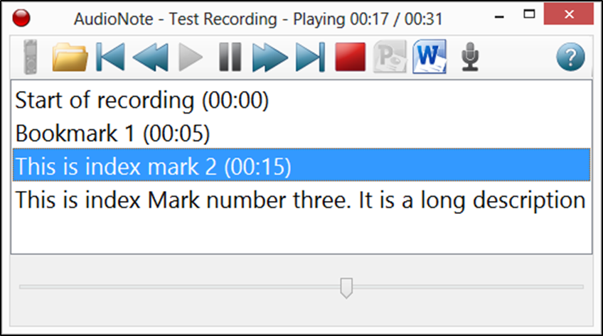 audionote recording window