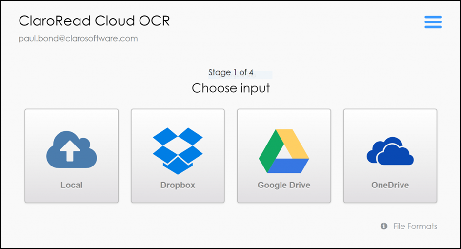 ClaroRead Cloud OCR upload options