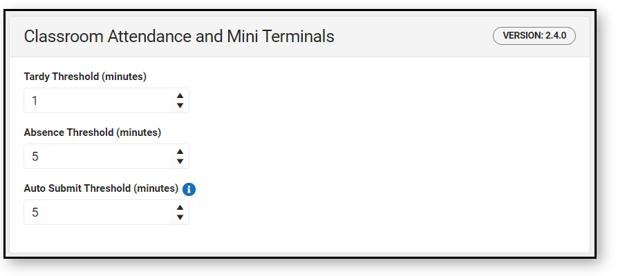 Image of the Classroom Attendance and Mini-terminals Settings