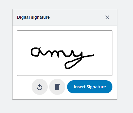 Image showing Digital Signature feature window