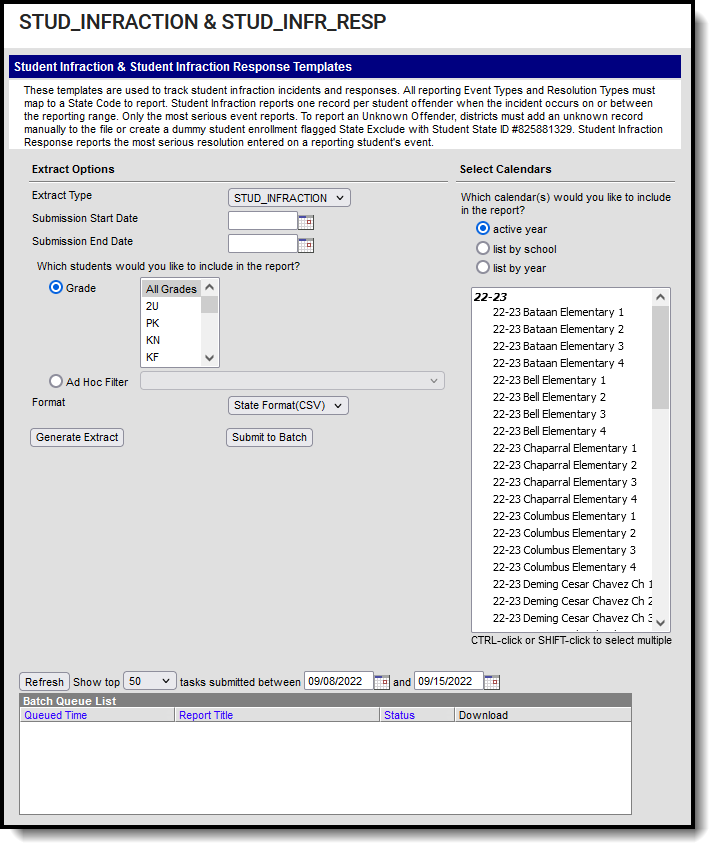 Screenshot of Student Infraction & Student Infraction Response Template Editor.