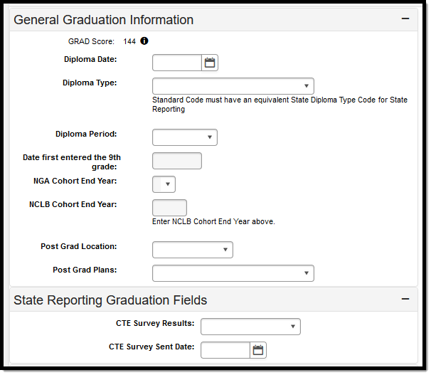 Image of the Nevada General Graduation Information Editor.