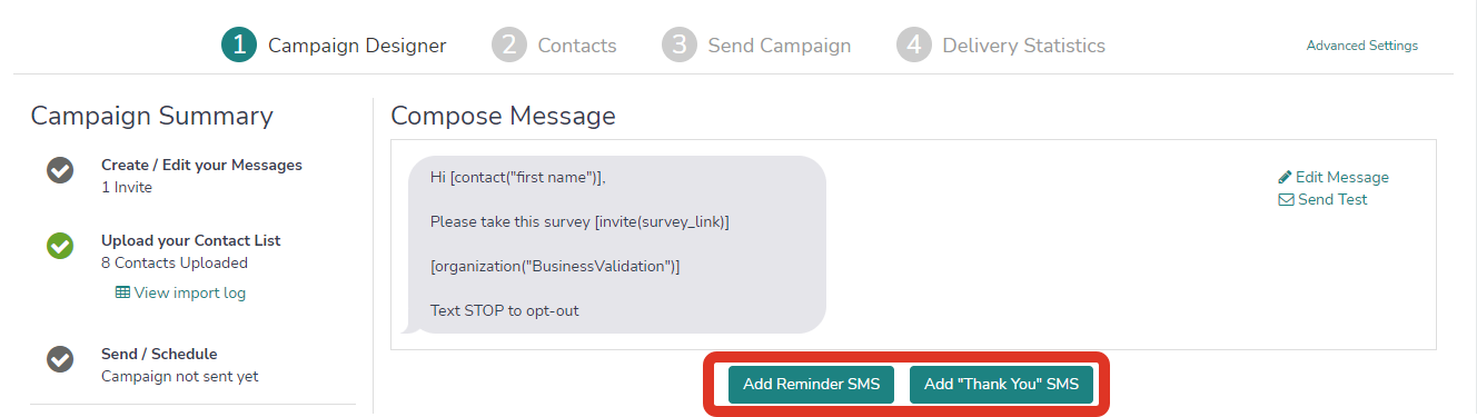 Add a Reminder or Thank You Message to SMS Campaigns
