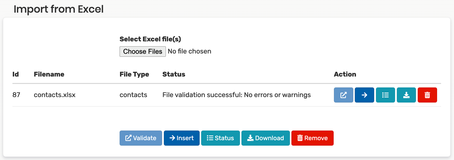 File validation success message.