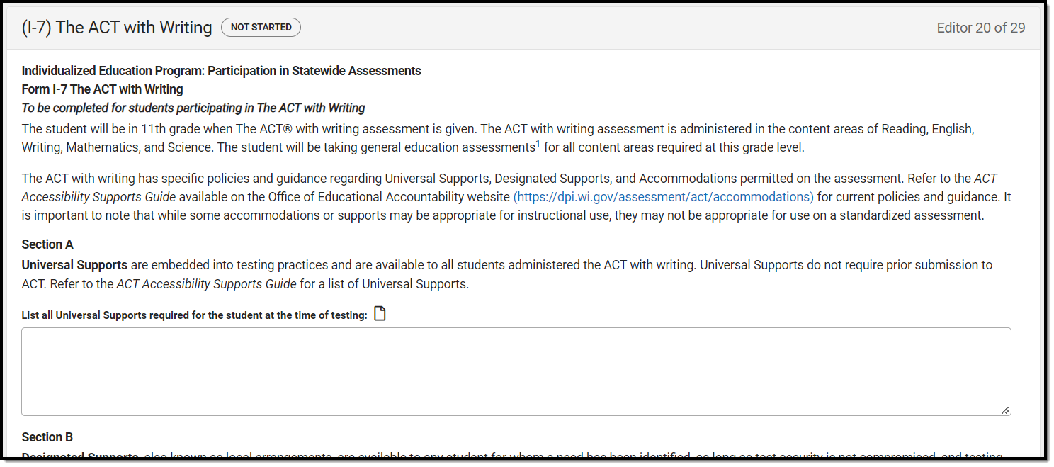 Screenshot of the act with writing editor.