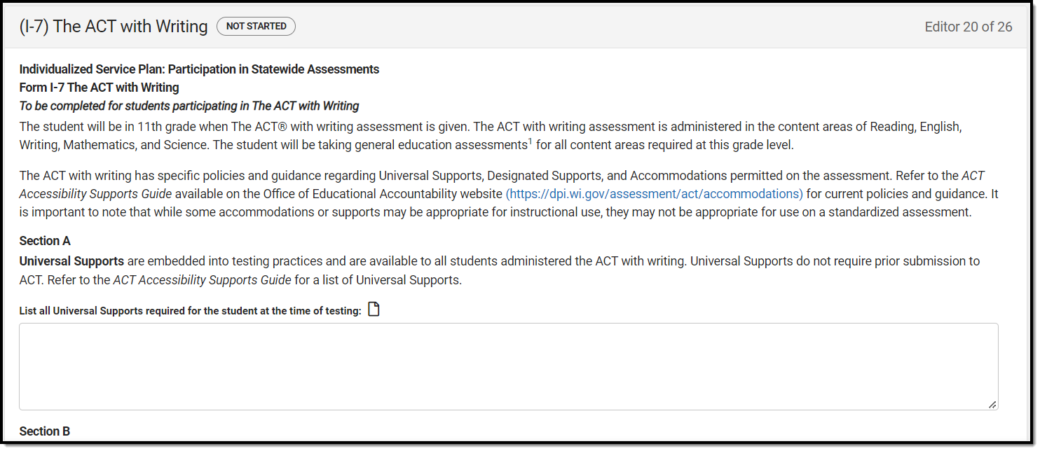 Screenshot of the ACT with Writing editor.