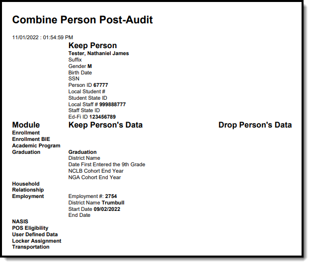 screenshot of a generated post-audit report