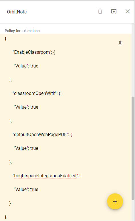 Image showing JSON entered into Admin Console 