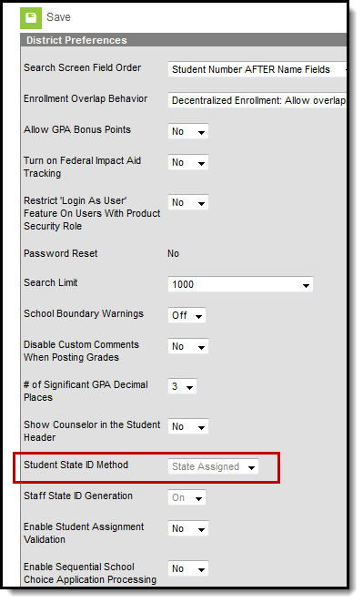 Screenshot of the Student State ID Method.