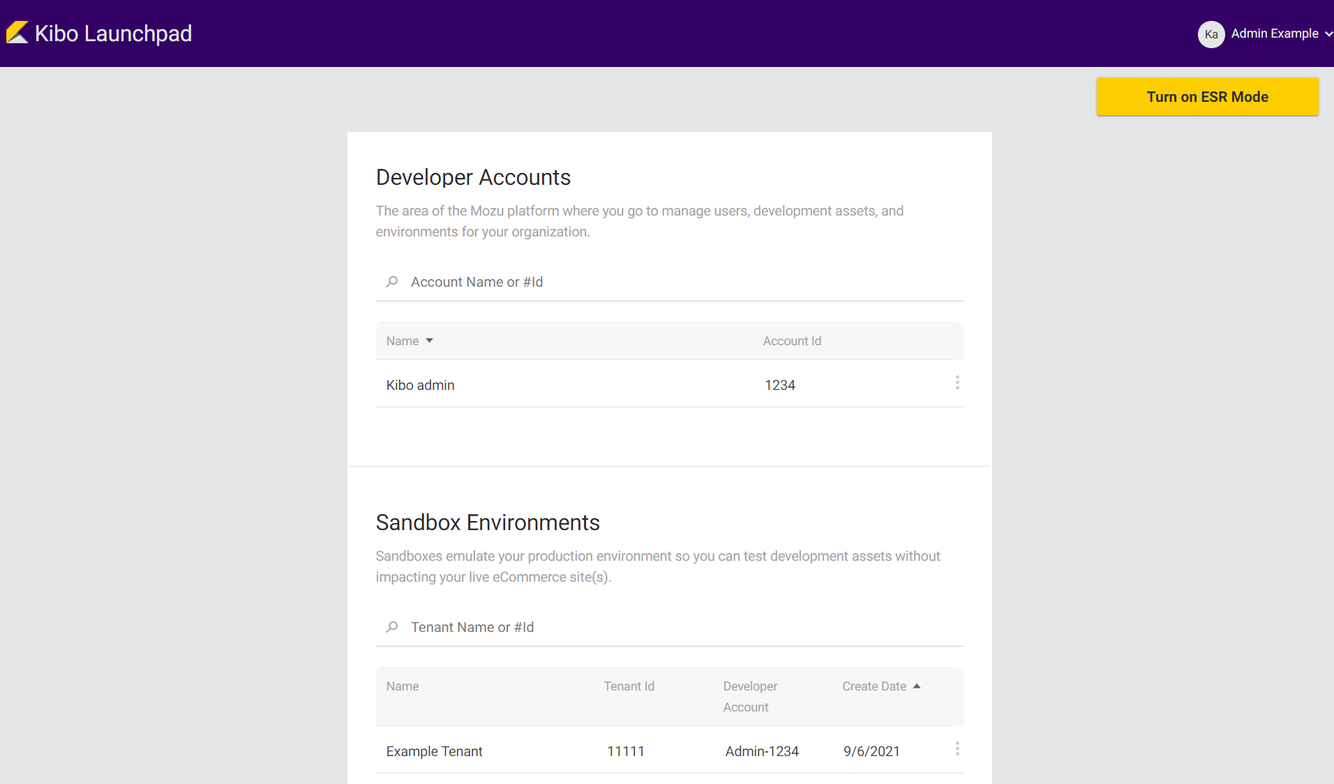The Launchpad where a user selects their developer account and sandbox