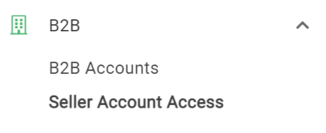 The UCP navigation menu showing the Seller Account Access link under B2B