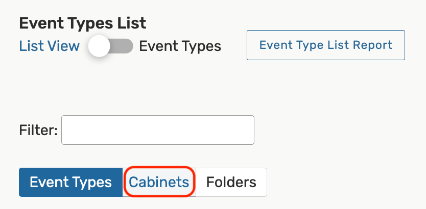 Select the cabinet button under the Filter field
