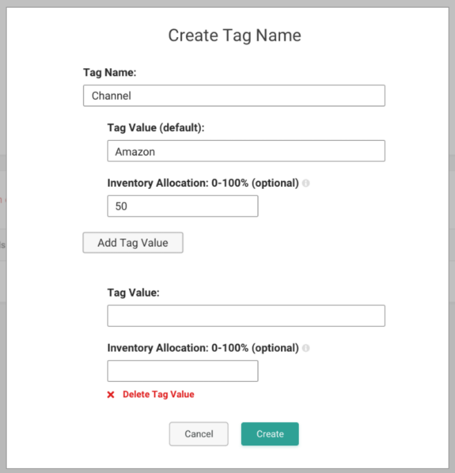 Example of the Create Tag Name module with additional tag values being added