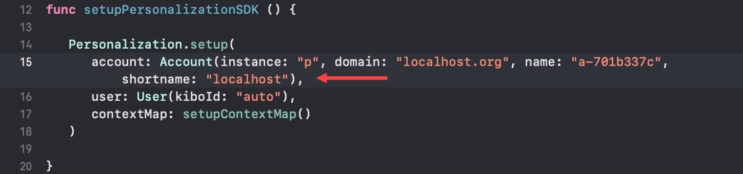 When reusing sample app code in your own app, change the instance, domain, name, and shortname attributes.