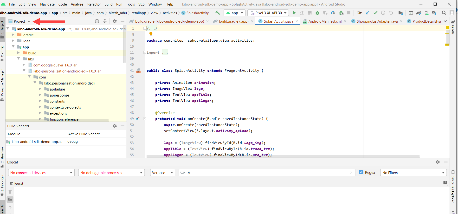 Project View in Android Studio.