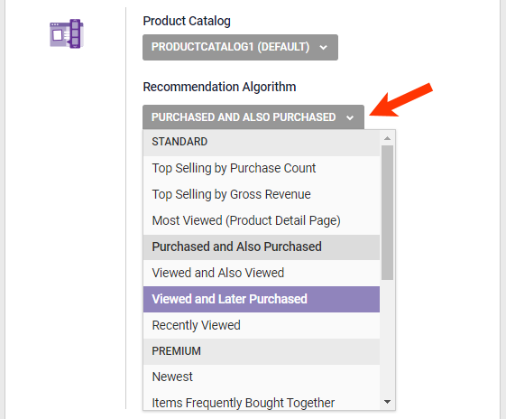 Callout of the Recommendation Algorithm selector