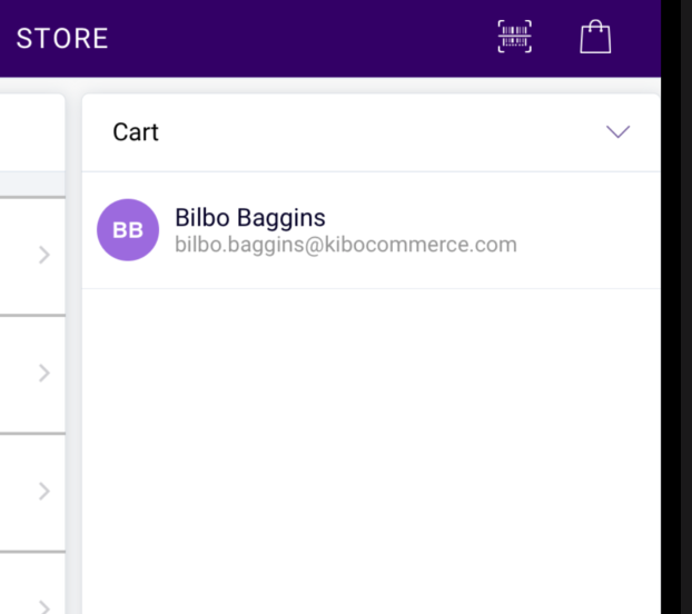 Example of a cart with a customer selected