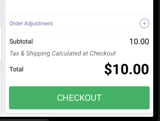 Close-up of the Checkout button on the cart panel