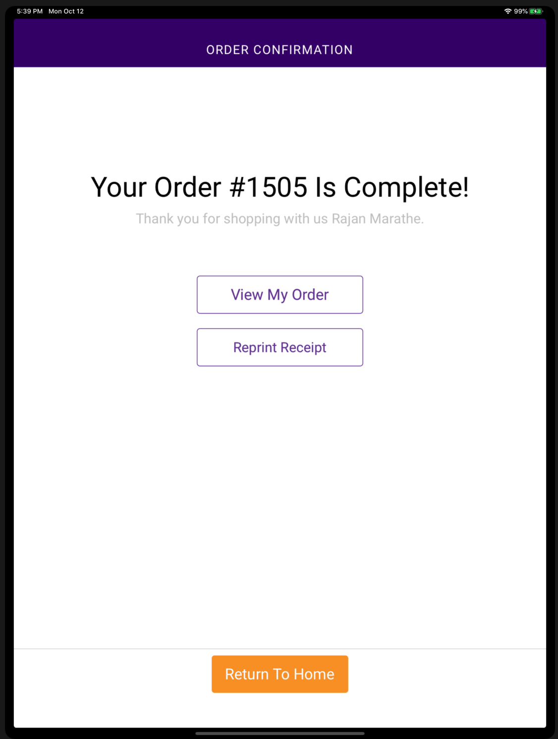 The final order confirmation page of the checkout