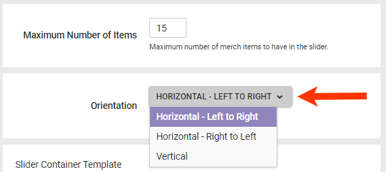 Callout of the Orientation selector