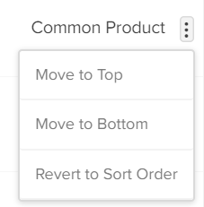 Close-up of the drop-down menu with product sorting options