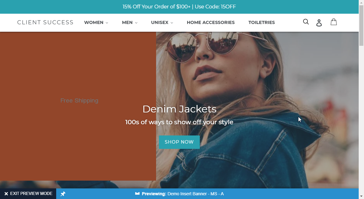 View of a retailer site with an experience that has a faulty image-based action