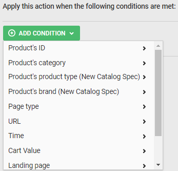 The ADD CONDITIONS selector