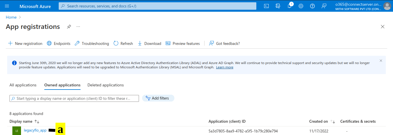Application registration on Azure | Vaultastic