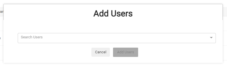 The Add Users module with a drop-down menu to search for users