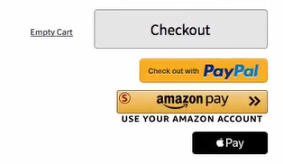 Example of payment option buttons on the storefront cart