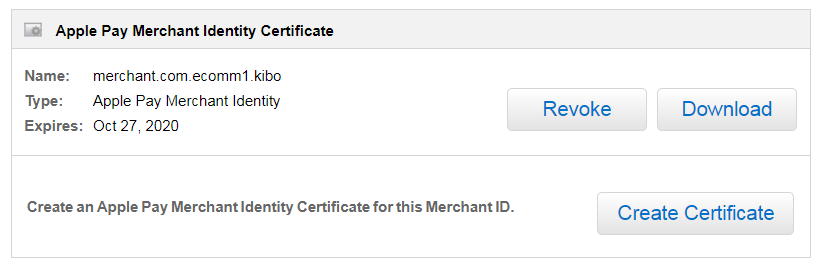 Close-up of the Apple Pay identify certificate section
