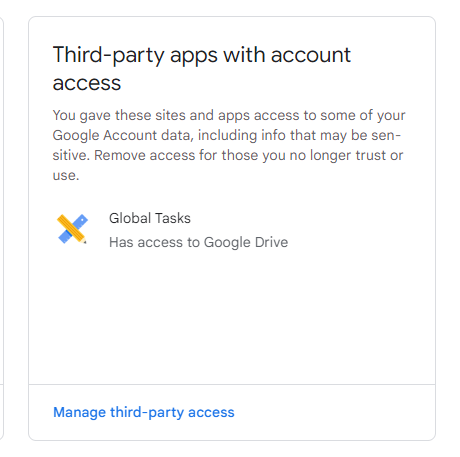 Google Third Party Access Settings