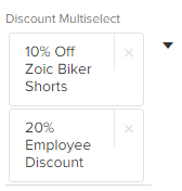 Discount Multiselect field with selected discounts are displayed 