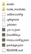 Example of a root folder showing the project files