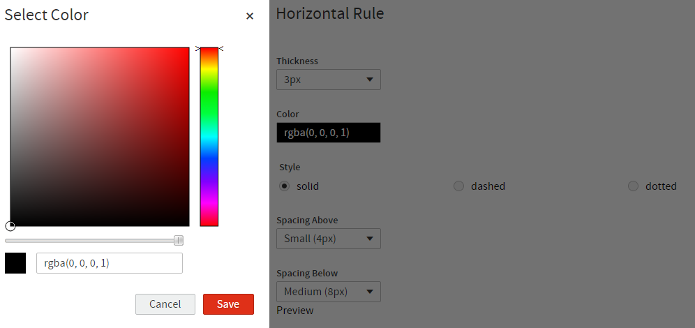 The color picker module in Site Builder