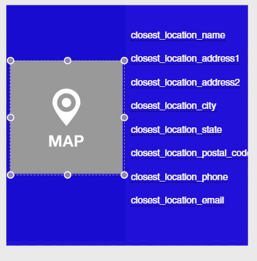 Example of a map placeholder on an image open in Content Builder
