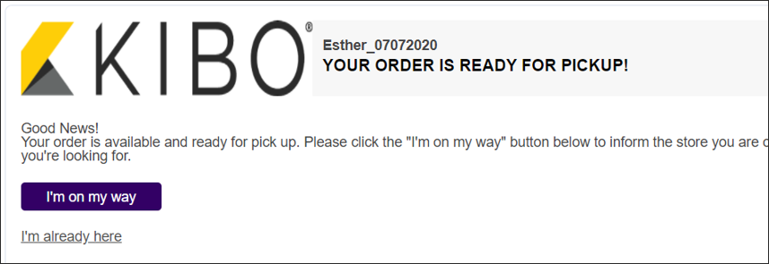Example of an order confirmation email
