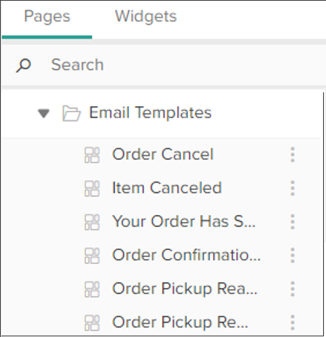 The Site Builder navigation menu with a section for Email Templates