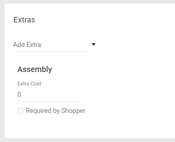 The Assembly attribute options with an Extra Cost field