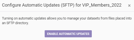 The Configure Automatic Updates (SFTP) modal
