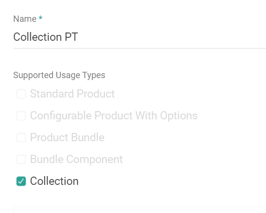 Close-up of configuration options with the Collection usage type selected