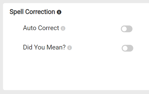 Screenshot of the Spell Correction portion of the Site Search settings