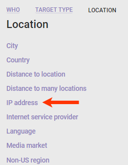Callout of the IP address target option