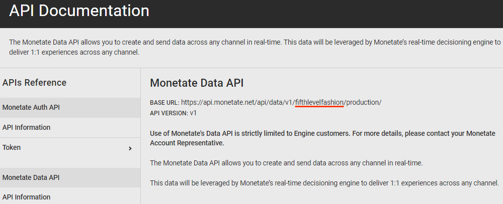 Callout of the portion of the Monetate Data API base URL that contains the retailer shortname