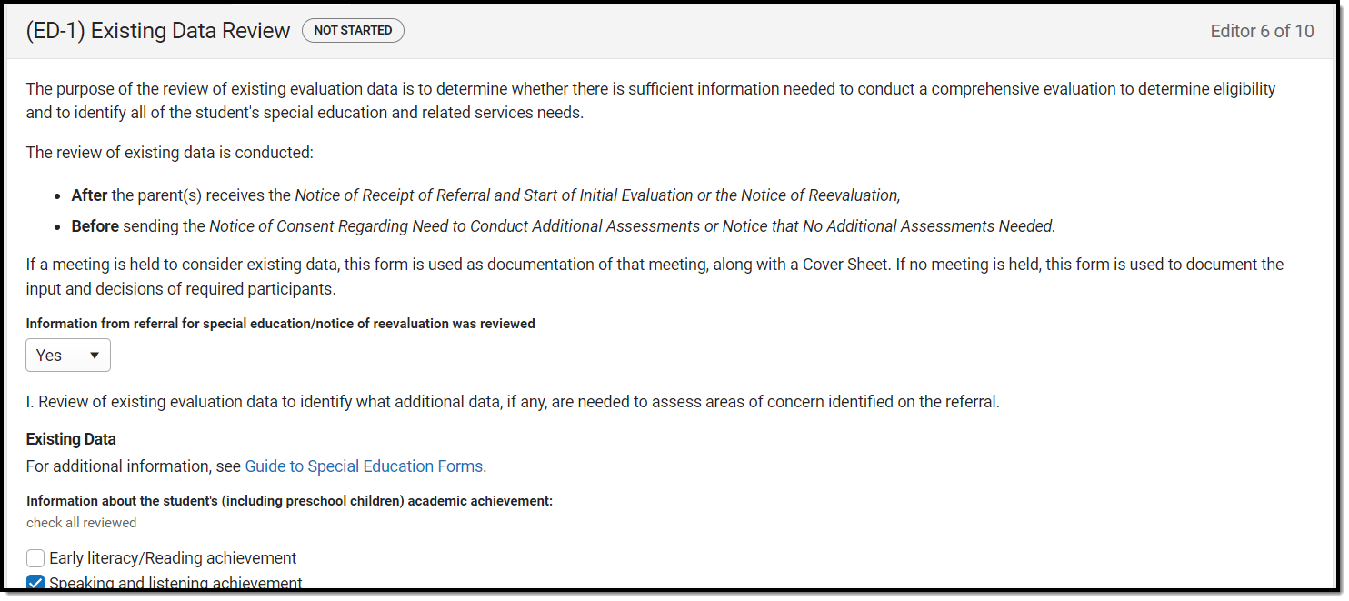 Screenshot of the existing data review editor.