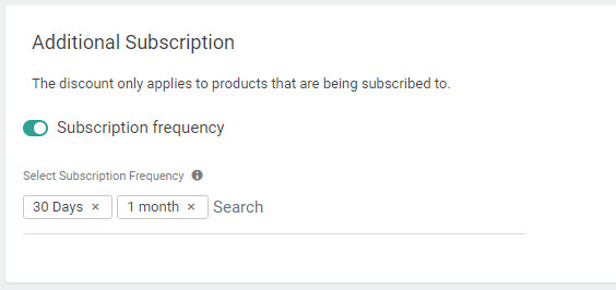 Close-up of the Additional Subscription configuration section with subscription frequency options
