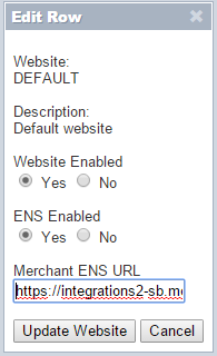 Example of website settings in Kount