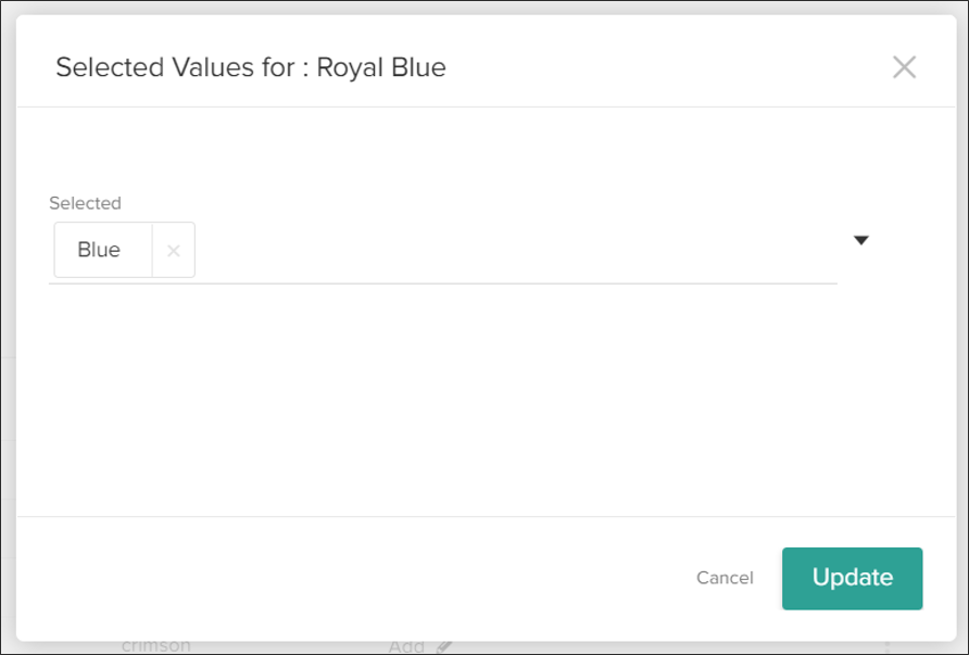 Pop-up prompting the user to select values to be mapped