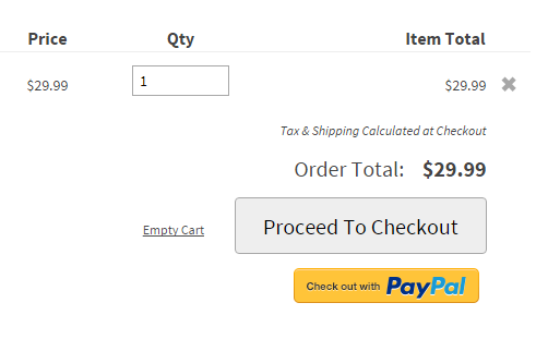 Example of the Cart page on the storefront with the PayPal button