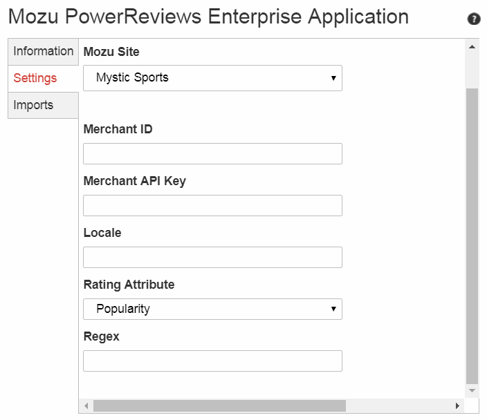 The Settings tab in the PowerReviews configuration module